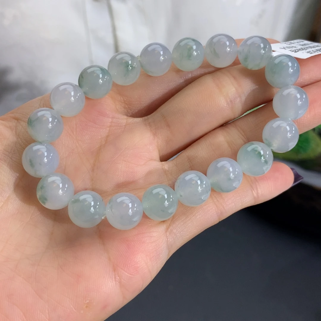 未镶嵌手串翡翠卡10冰胶绿飘花手串