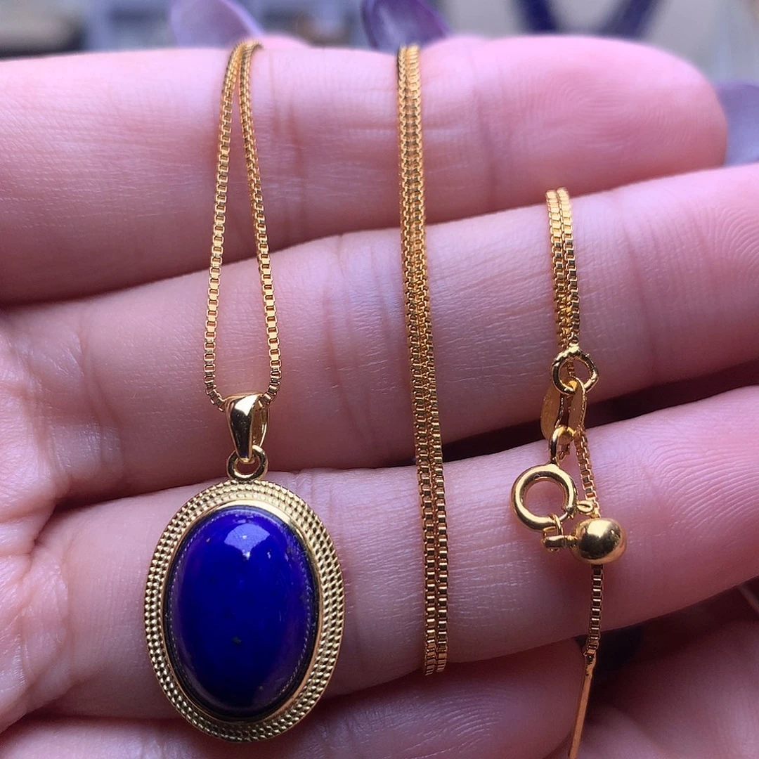 青金石银S925镶嵌吊坠18.6m