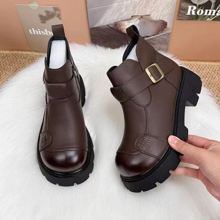 厚底百搭马丁靴女秋冬季2025新款爆款单靴加绒保暖防滑英伦风短靴