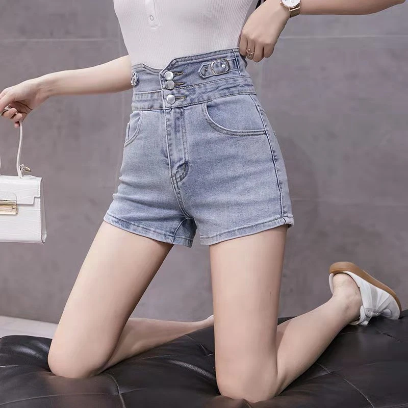 【微糖101-200直播】百塔牛仔显瘦韩版破洞气质高腰A字牛仔短裤短裙