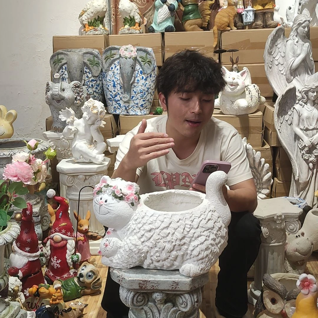 合成树脂母子猫咪花盆