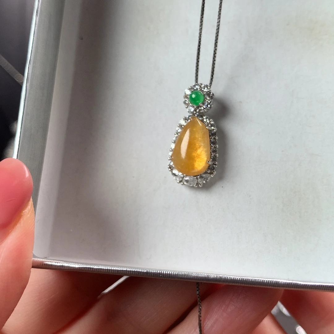 翡翠银S925镀金镶嵌颈饰11111111