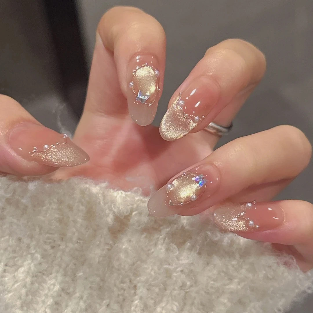 【金玉满堂】纯手工穿戴甲光疗甲猫眼爆闪秋冬爆款可拆卸假指甲成品