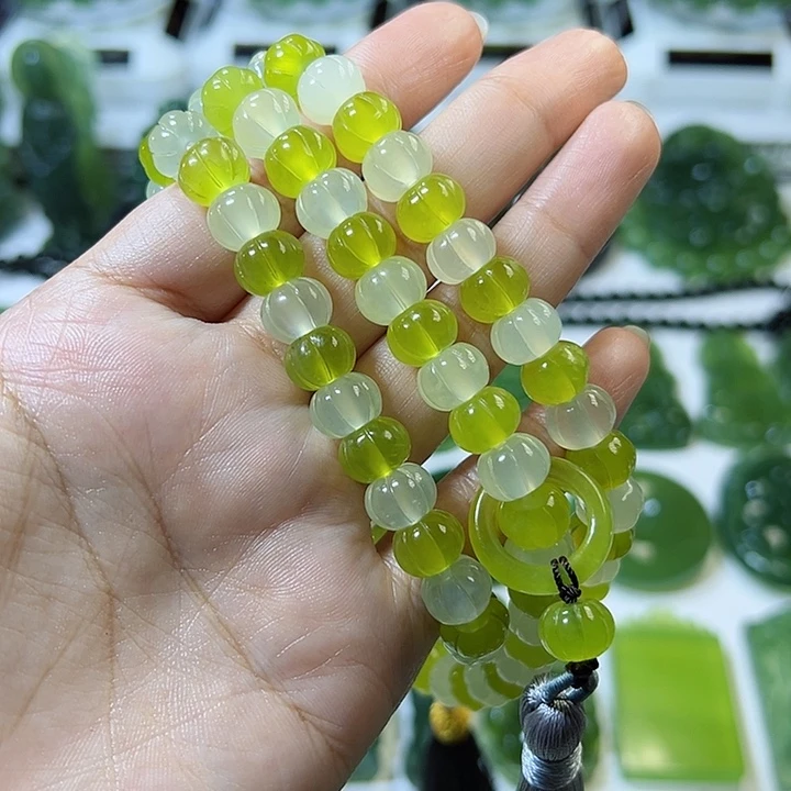 蛇纹石玉手链未镶嵌O*～