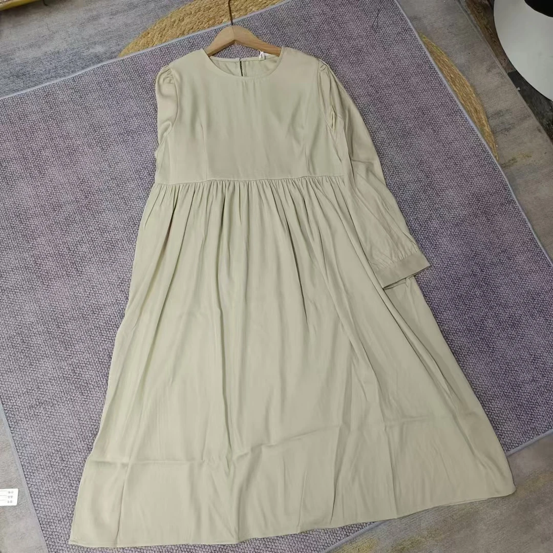 唯琳剪标 8仓B4-4-389款  杏色收腰长袖连衣裙