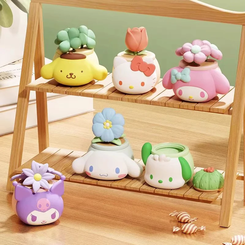 正版三丽鸥家族盆栽系列摆件盲盒玉桂狗美乐蒂库洛米手办玩偶明盒