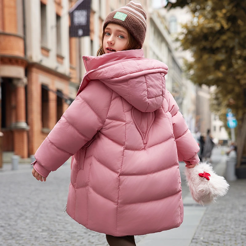 【奶斯】儿童羽绒服女童中长款2024新款中大童韩版洋气加厚冬装外套