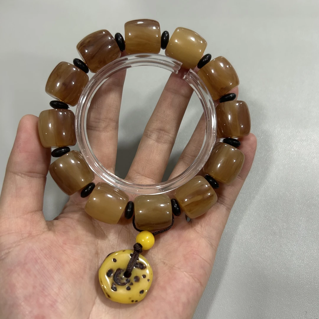 A444 羊角直桶珠单圈手串（非牛骨）