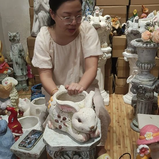 合成树脂氧化镁小白兔花盆
