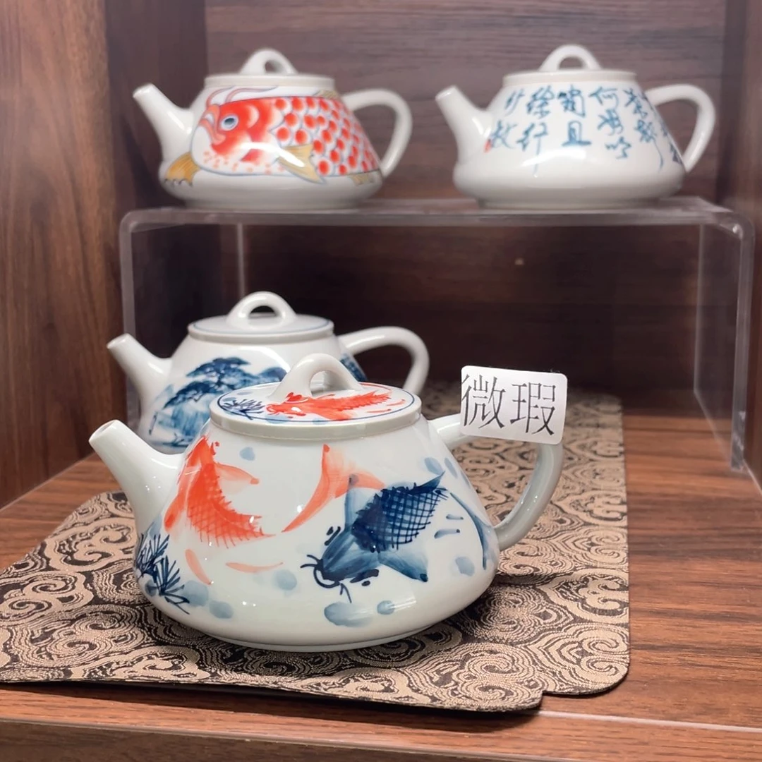 釉下手绘茶具微瑕