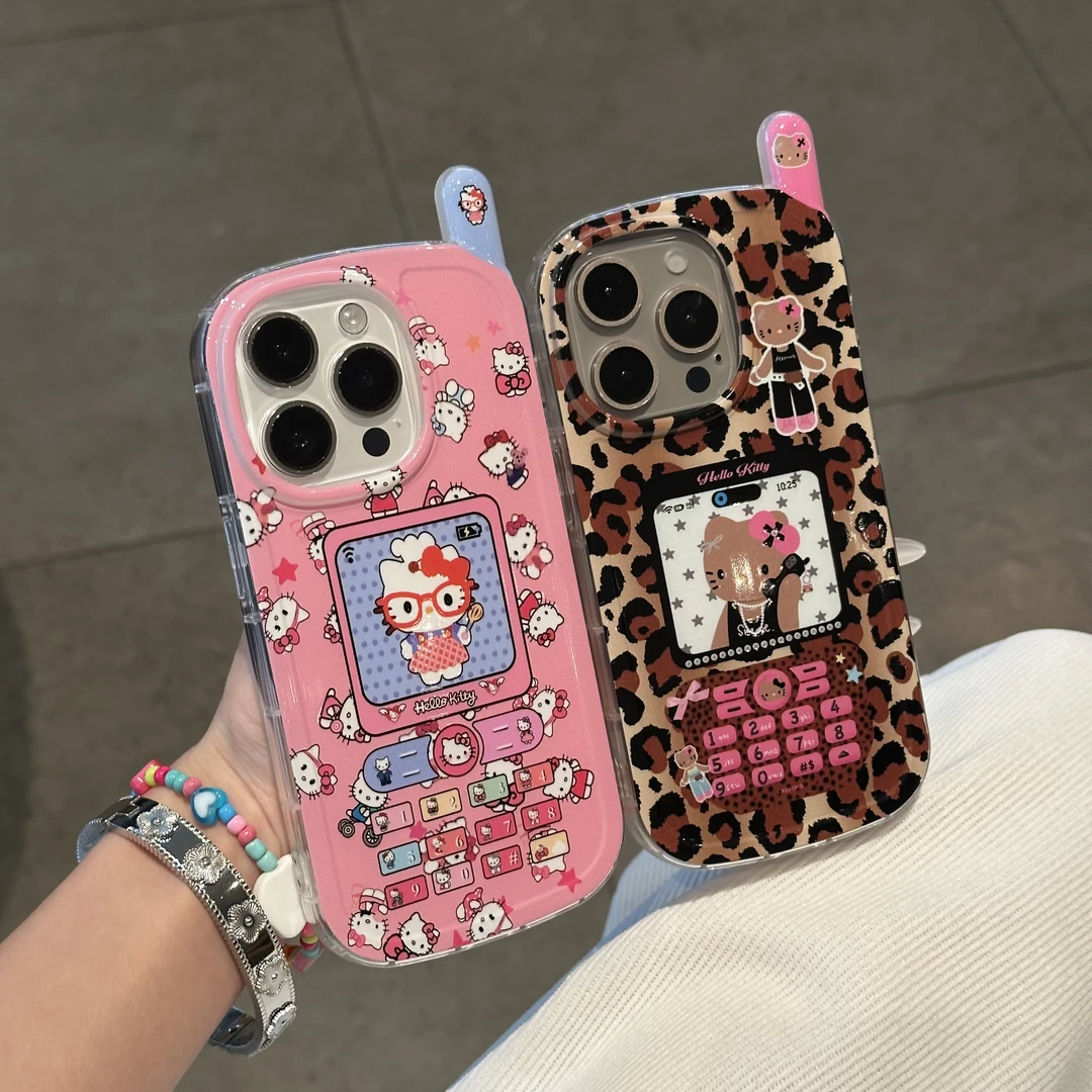 BANCA豹纹凯蒂猫适用苹果15/16promax大哥大手机壳14/13/12/11套