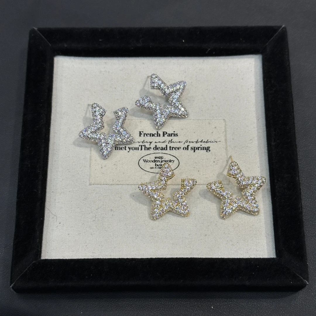 钛钢锆石耳饰 GULUM 602 星星耳环满钻百搭镶嵌精致轻奢韩版素款