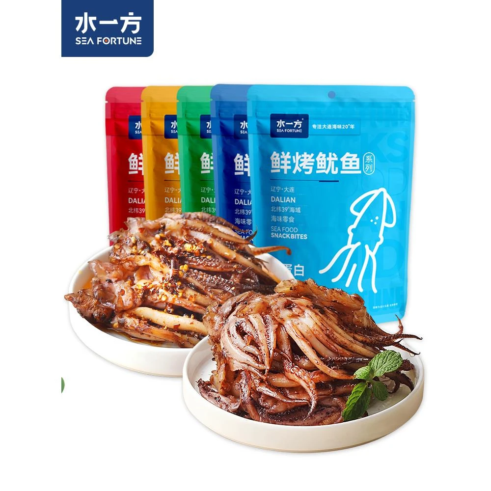 水一方现烤鱿鱼须大连特产原味鱿鱼头碳烤川麻铁板鱿鱼丝海鲜零食