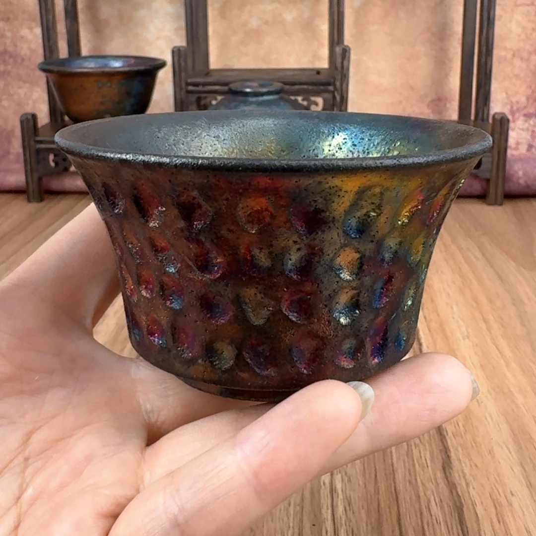 荥经黑砂炸福利窑彩马蹄杯34