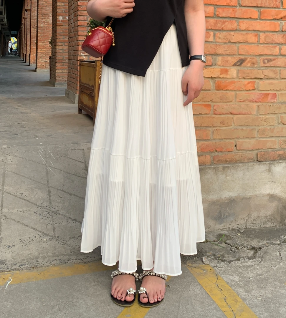 NANJIE/楠姐【昨日晴空】夏款高腰宽松大摆垂感显瘦半身裙XNS6305