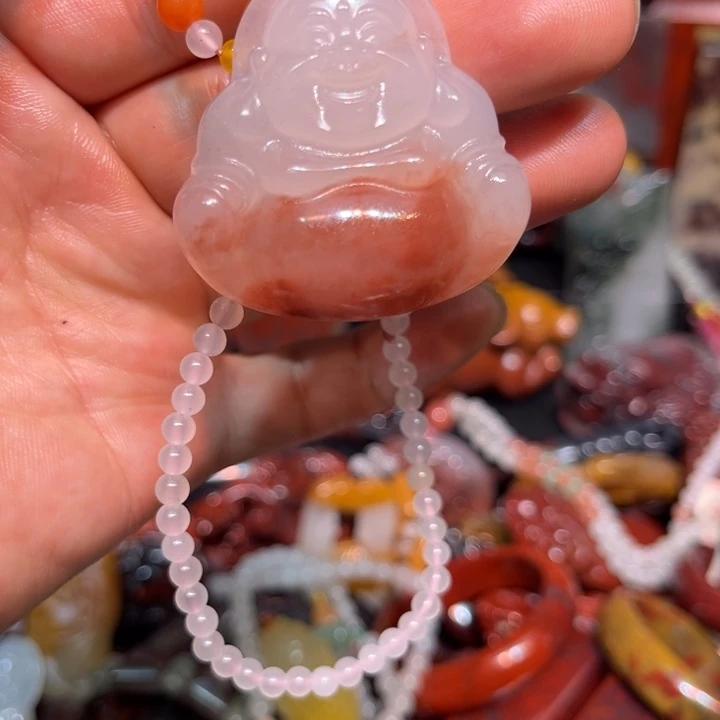 玉粉色三角佛女士配饰