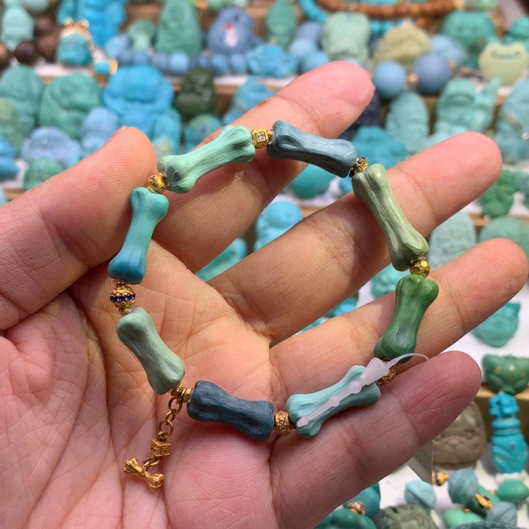 绿松石18K金镶嵌手链