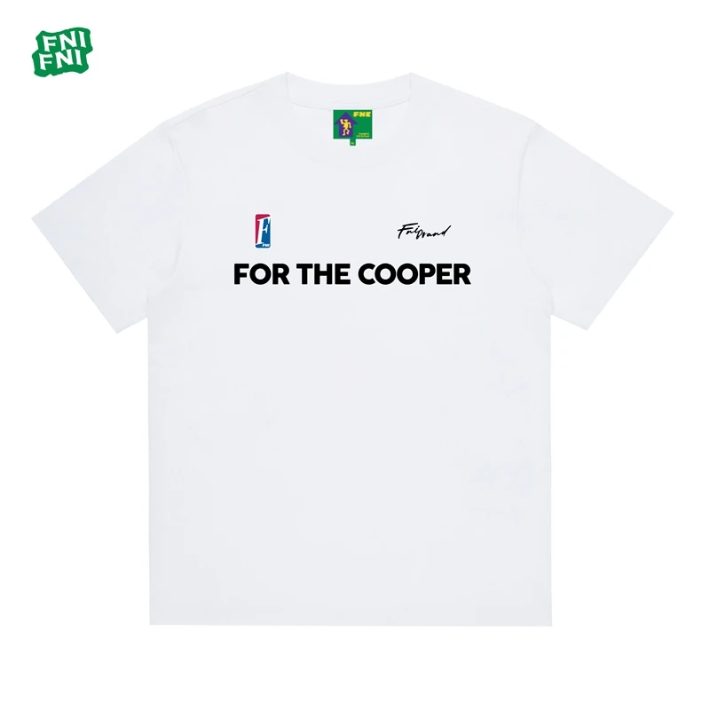 FNI国潮重磅纯棉（为cooper标语）男女同款t恤短袖25新款胶浆刺绣