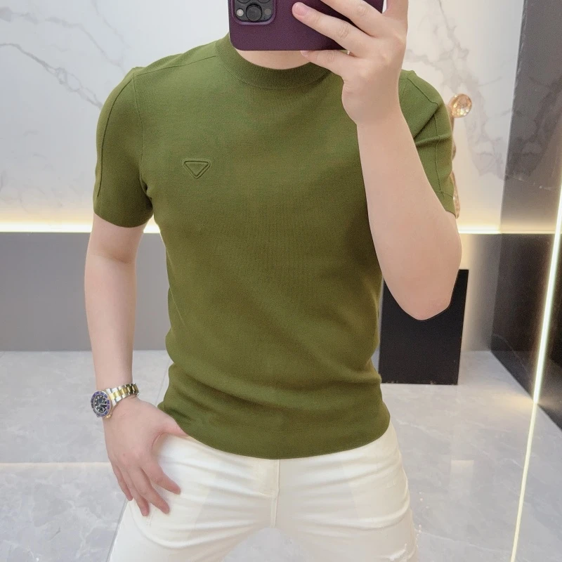 度尚-2025早秋新款男士高品质轻奢针织百搭打底时尚圆领短袖7903