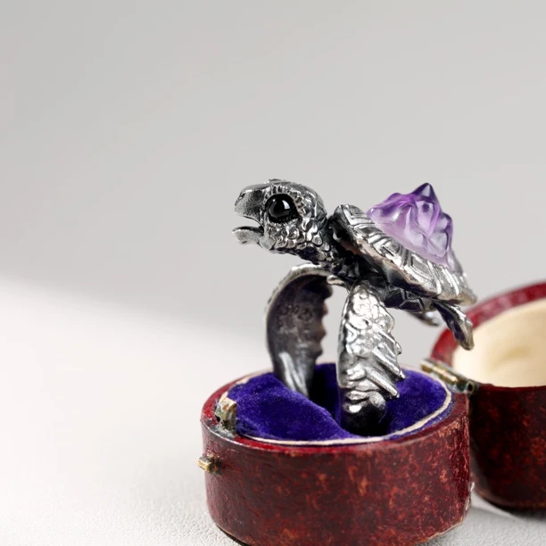 925银戒指 小海龟戒指开口指环可活动男女情侣原创设计