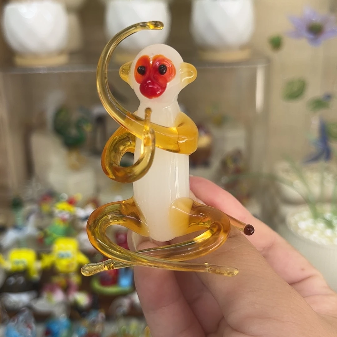 琉璃手工艺品打坐猴子琉璃