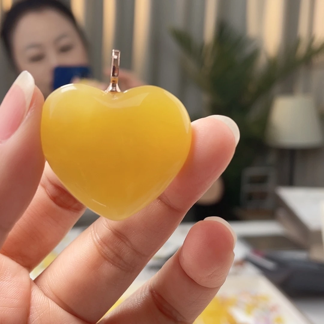 银S925镀金镶嵌琥珀裸石蜜蜡吊坠