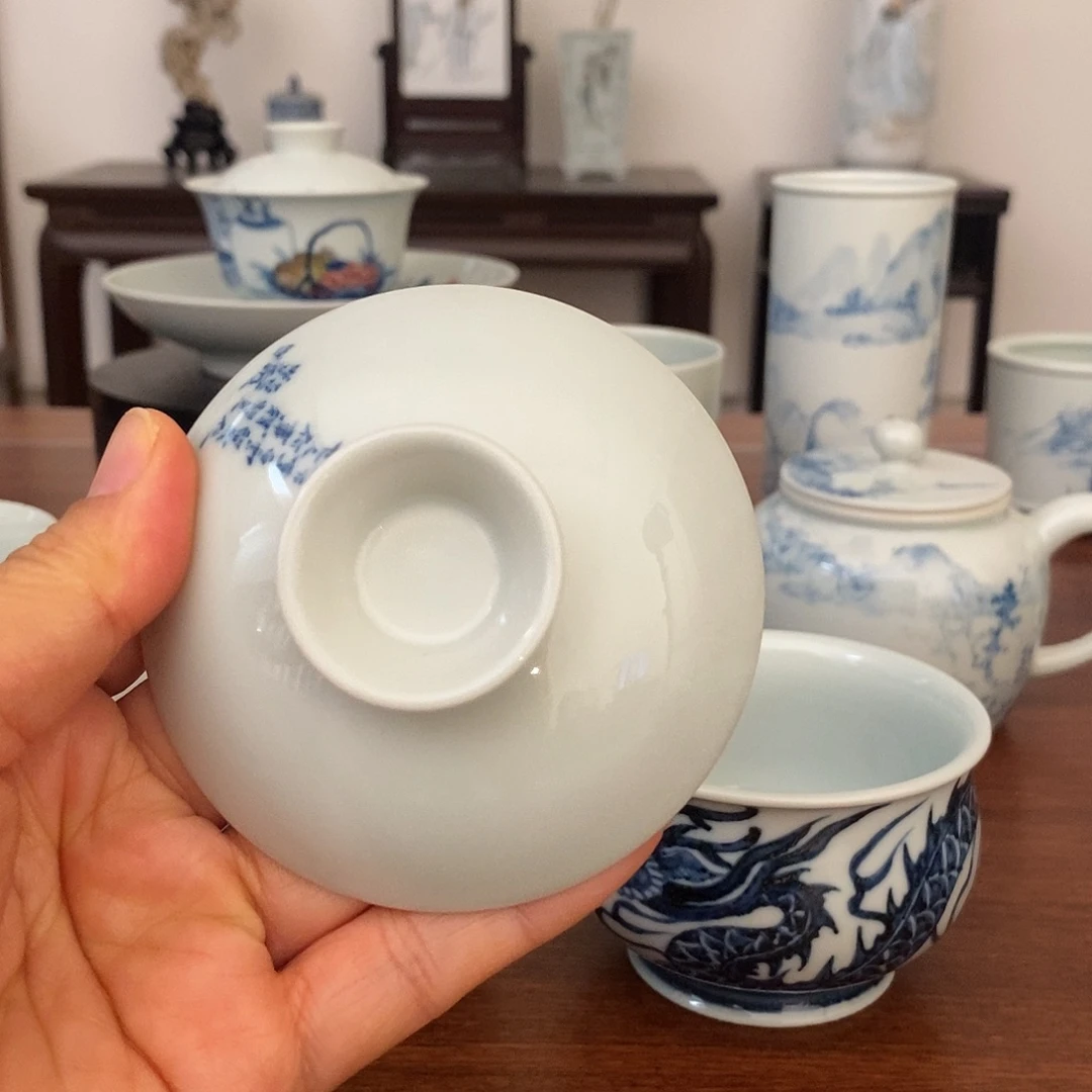 巴***雨景德镇仿元柴窑单杯