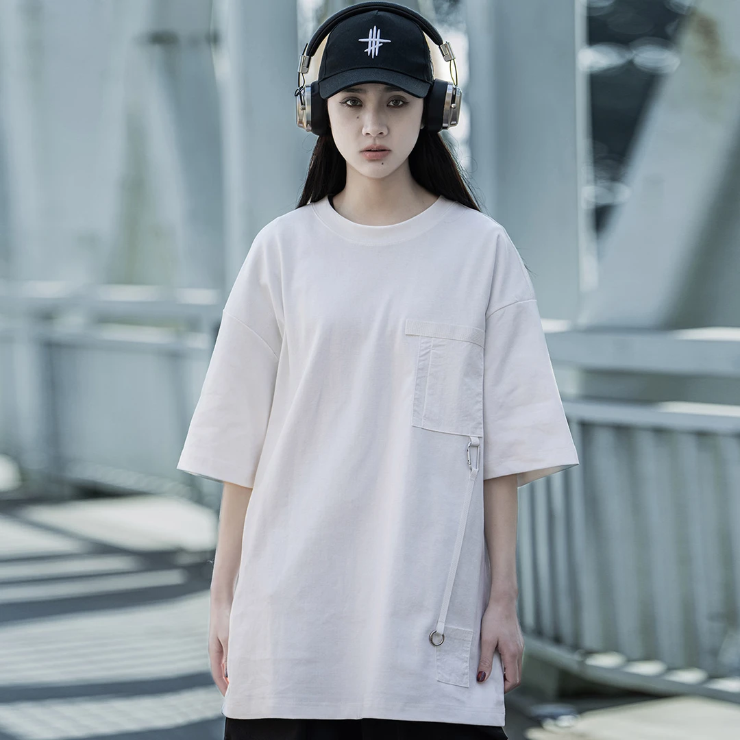 AOGZ短袖T恤男女春夏季新款重磅工装情侣高街宽松口袋体恤打底衫