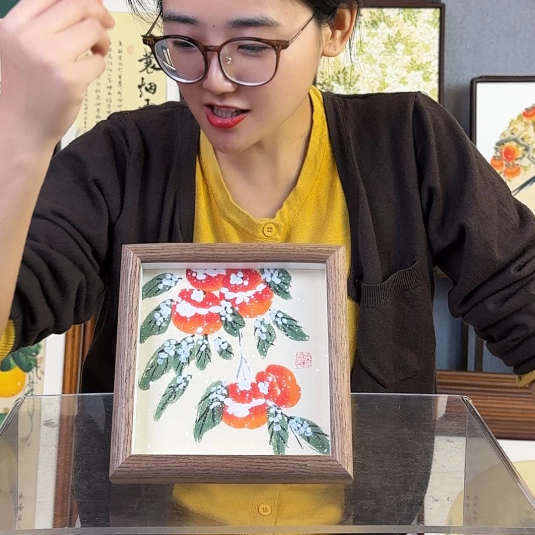 国画手绘带框尺寸：15*15