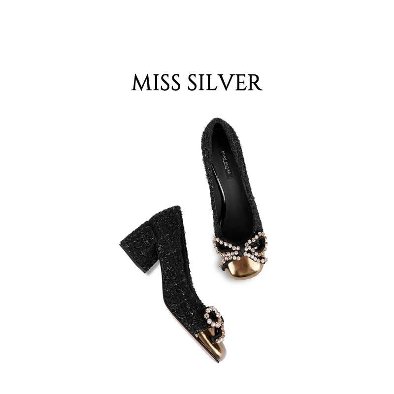 MISSSILVER2025春季新款圆头粗跟玛丽珍单鞋气质百搭高级洋气