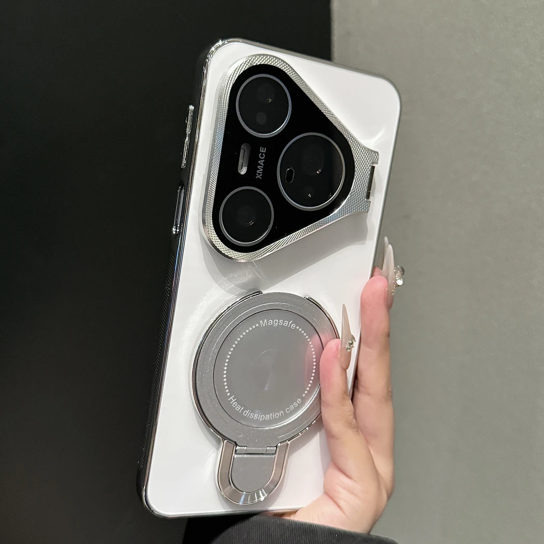 磁吸支架适用华为pura80pro手机壳CD纹自带镜头膜全包防摔保护套