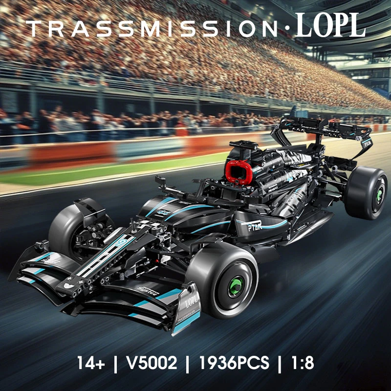 黑色赛车模型赛车机械组高难度拼装积木高难度拼装摆件玩具跑车