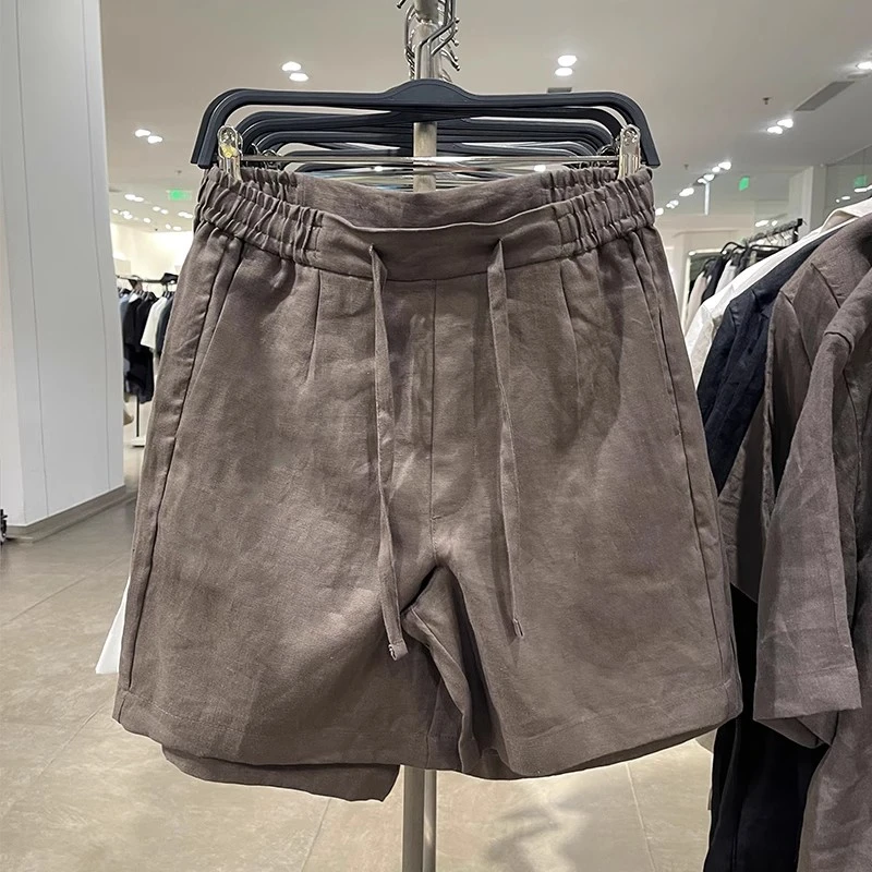 特大码300斤夏季新款男装2025夏装新款休闲宽松短裤宽松亚麻短裤