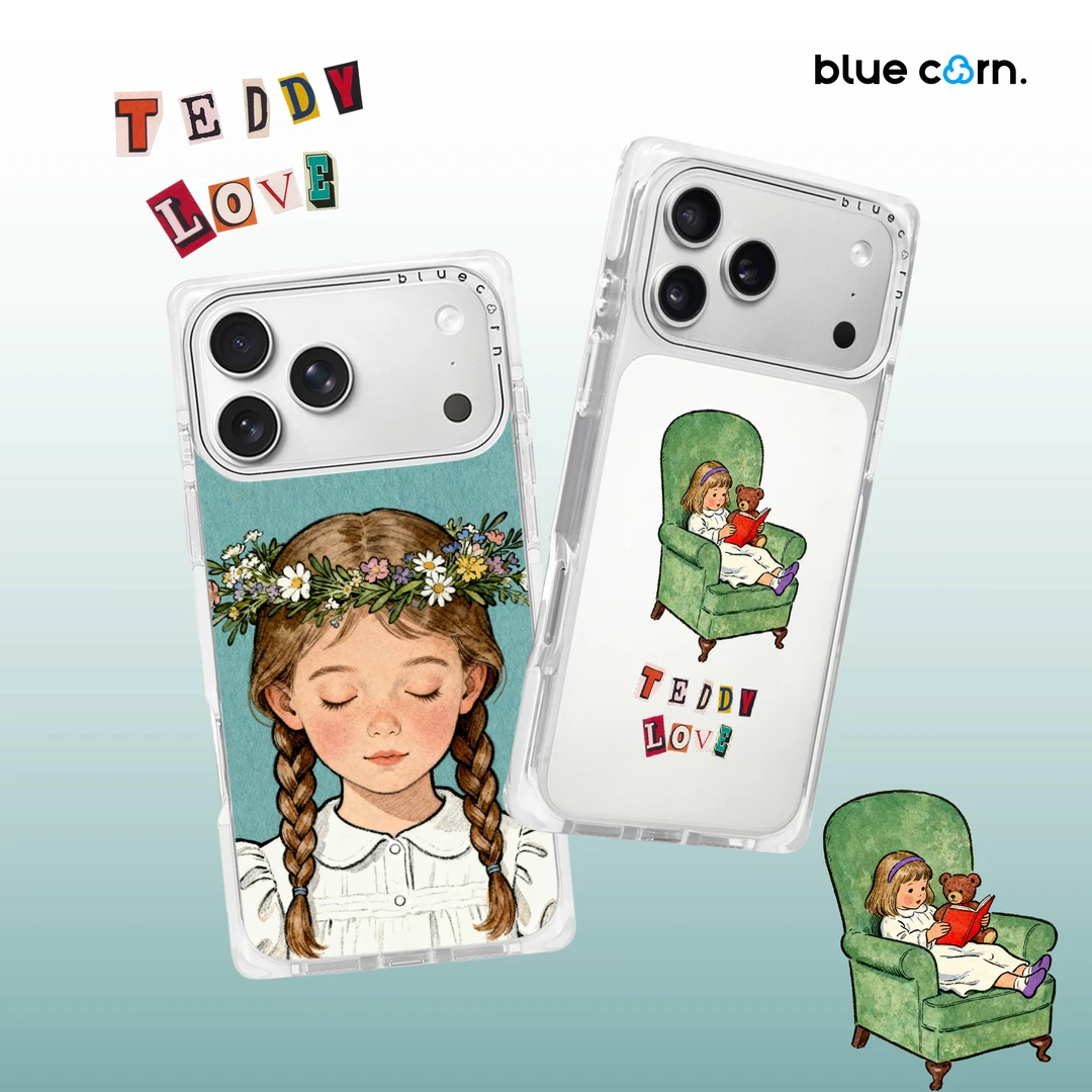 【张醒醒专属】蓝色苞米花环少女看书泰迪适用iPhone17/16/PM手机壳