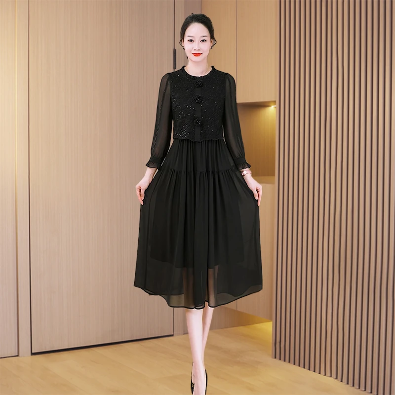 新款优雅新款气质时尚大气休闲收腰连衣裙24564-XB