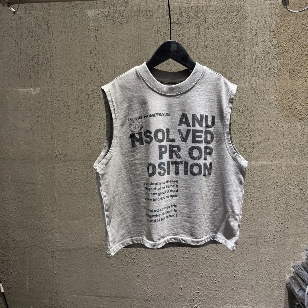 【元素kids】儿童韩版宽松吊染无袖T纯棉个性灰色ol百搭休闲时尚