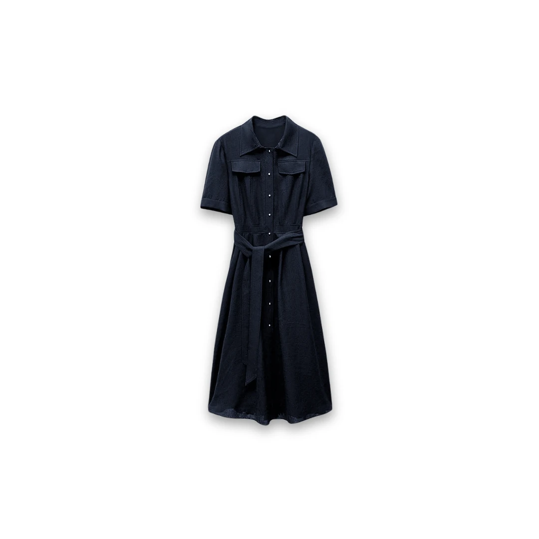 25s【en裳】夏季压褶拼接休闲工装风连衣裙（9C65205140）【376】