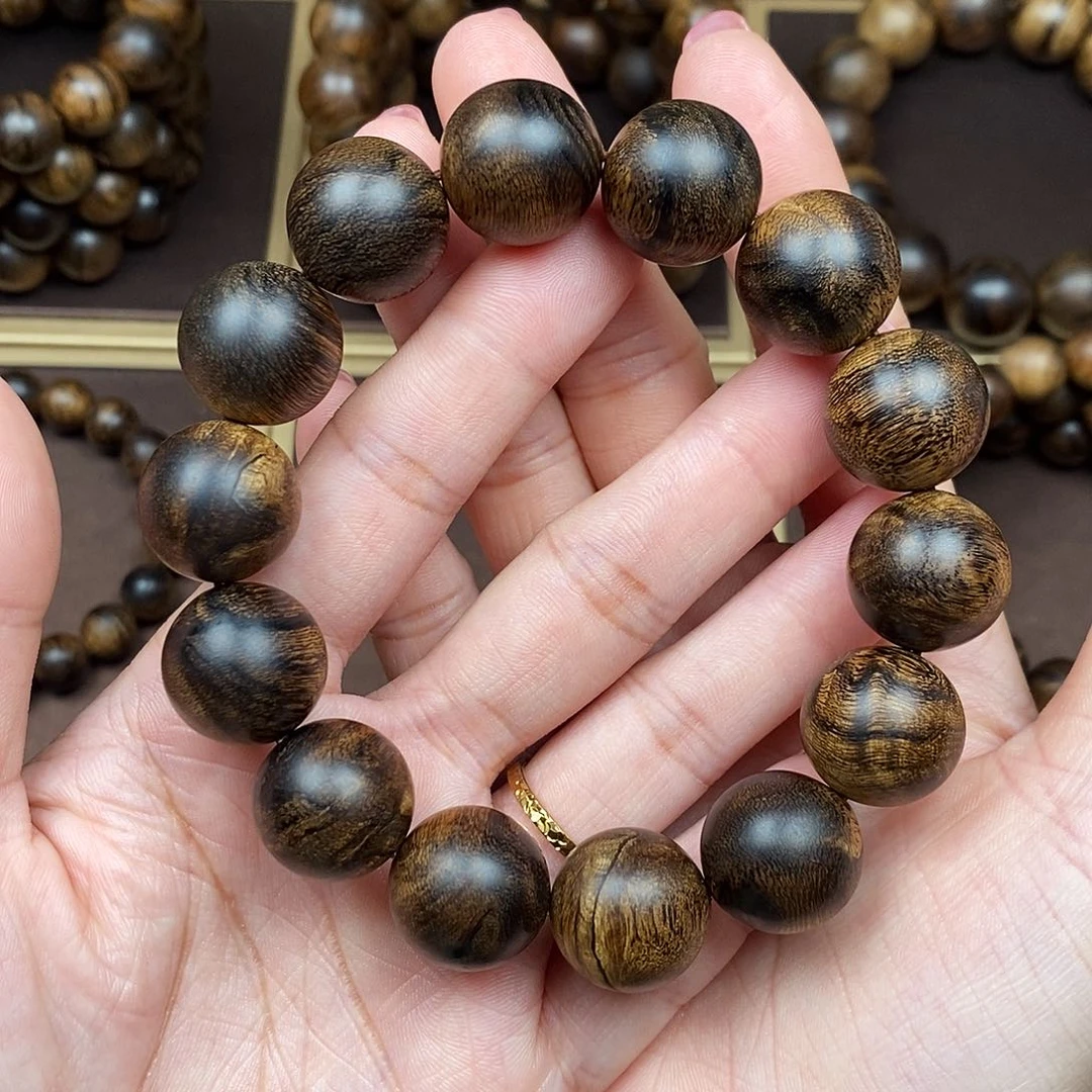 沉香手串越南芽庄白棋楠虎皮缨子瘤疤沉水