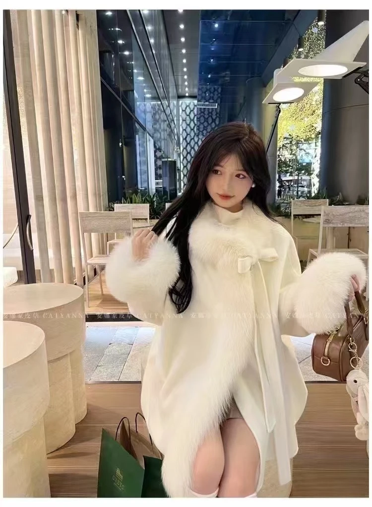 甜橙家孤品大衣毛衣裤子显瘦气质百搭秋冬时尚韩版网红双面宽松