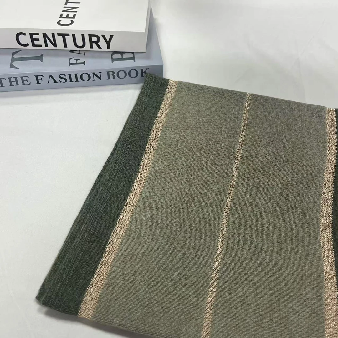 羊绒长巾-蓝绿双拼柔色  30*140cm长巾