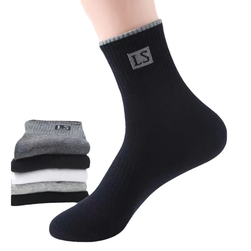 男防臭吸湿排汗吸汗筒袜春夏运动袜刺绣长袜中筒四季袜子