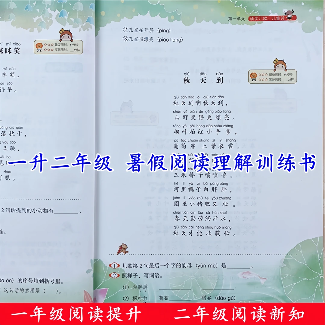 一升二暑假衔接阅读理解强化训练人教版一年级课外阅读理解天天练