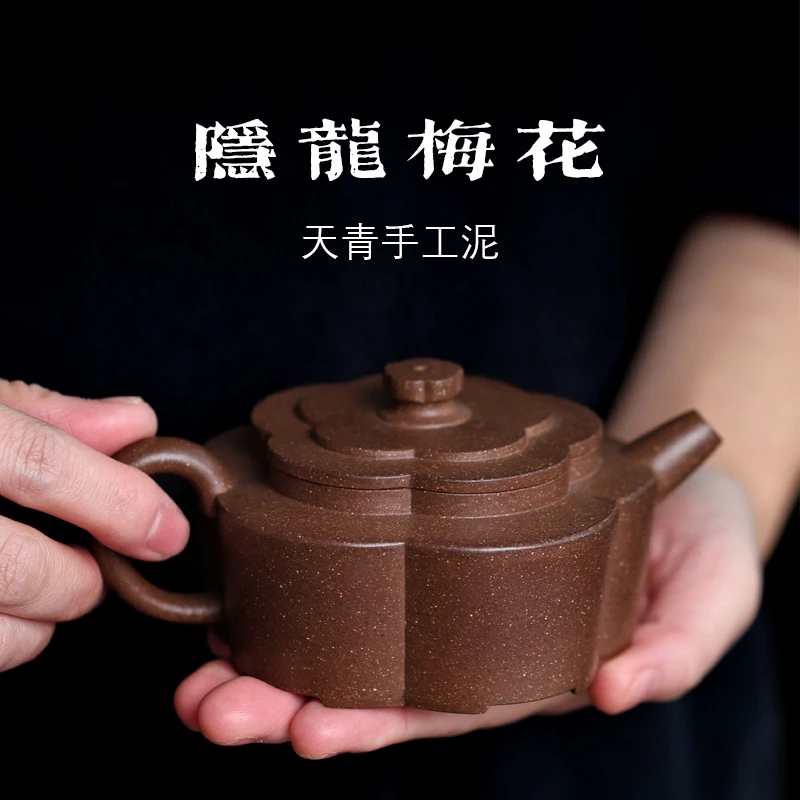 涤壶澄心[隐龙梅花]约180毫升宜兴黄龙山原矿紫砂茶壶手制