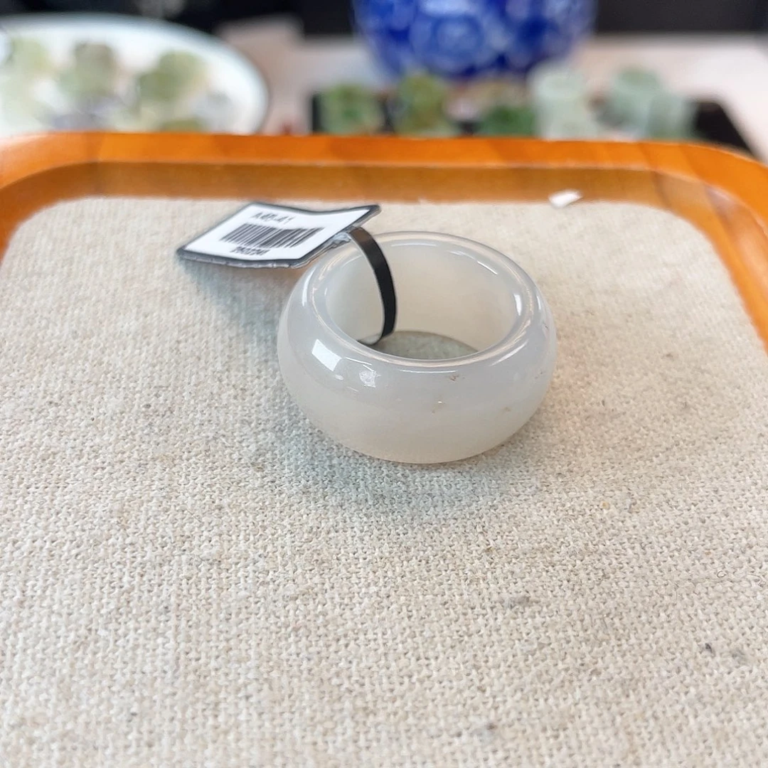 未镶嵌戒指和田玉c53 冰晴紫墩墩18.2