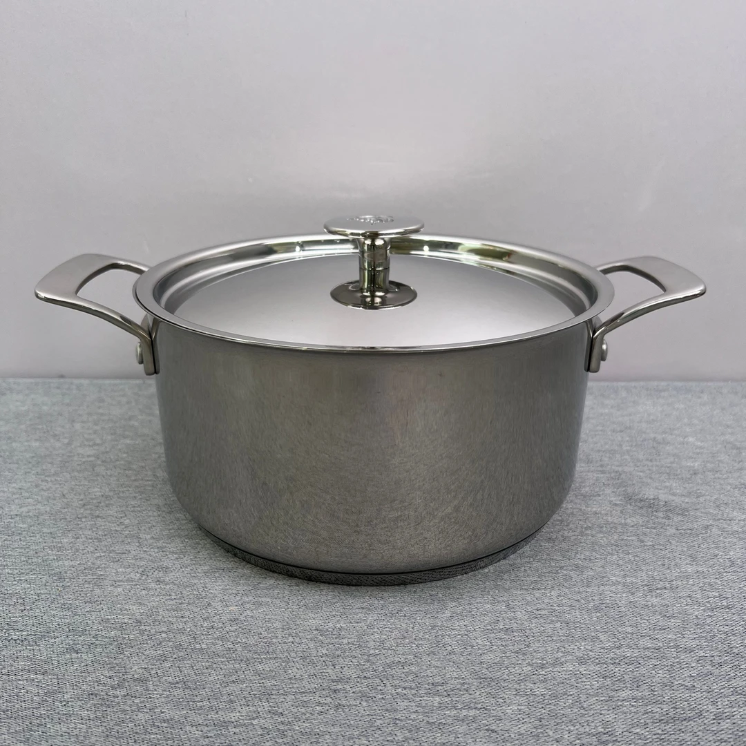 K-016-2 库存304不锈钢双耳汤锅 22*11.5CM 3.5L带盖重约1.54KG