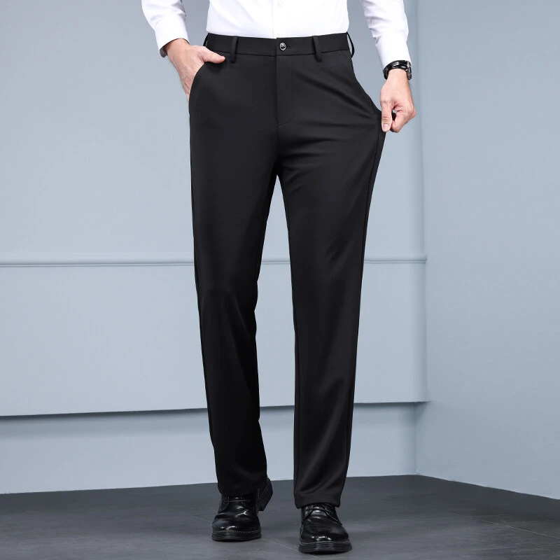 男士夏季薄款宽松直筒西装休闲裤高弹免烫商务休闲裤西裤-D902