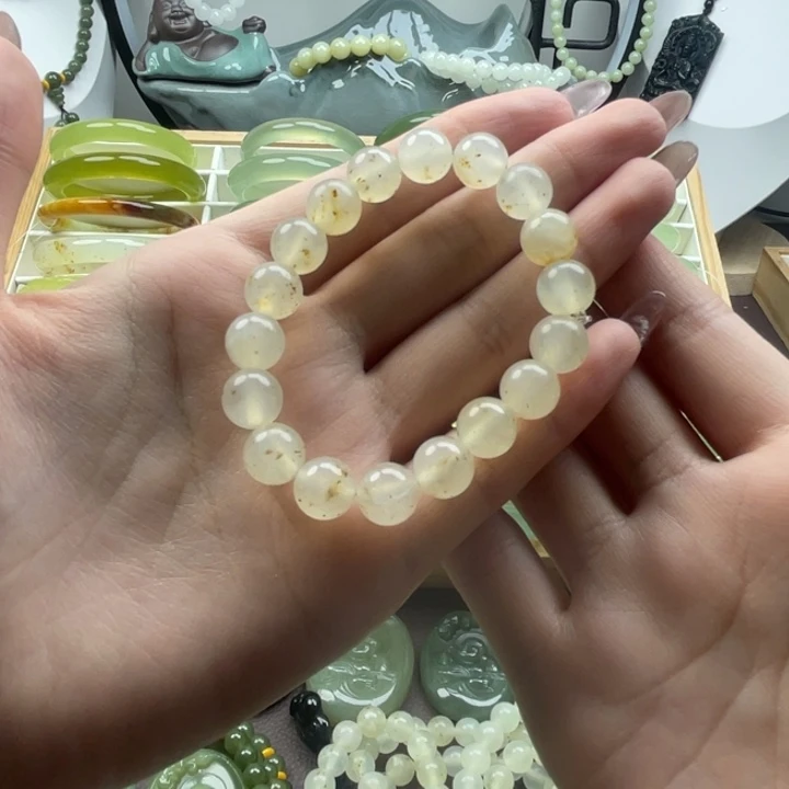 蛇纹石玉合金手链