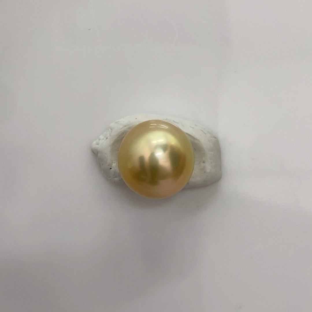 海水珍珠裸珠彩金近圆13.9mm