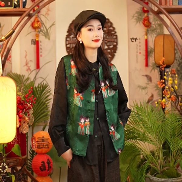 【董小姐-小唐人】2025年新款真丝桑蚕丝提花香云纱马甲双面穿