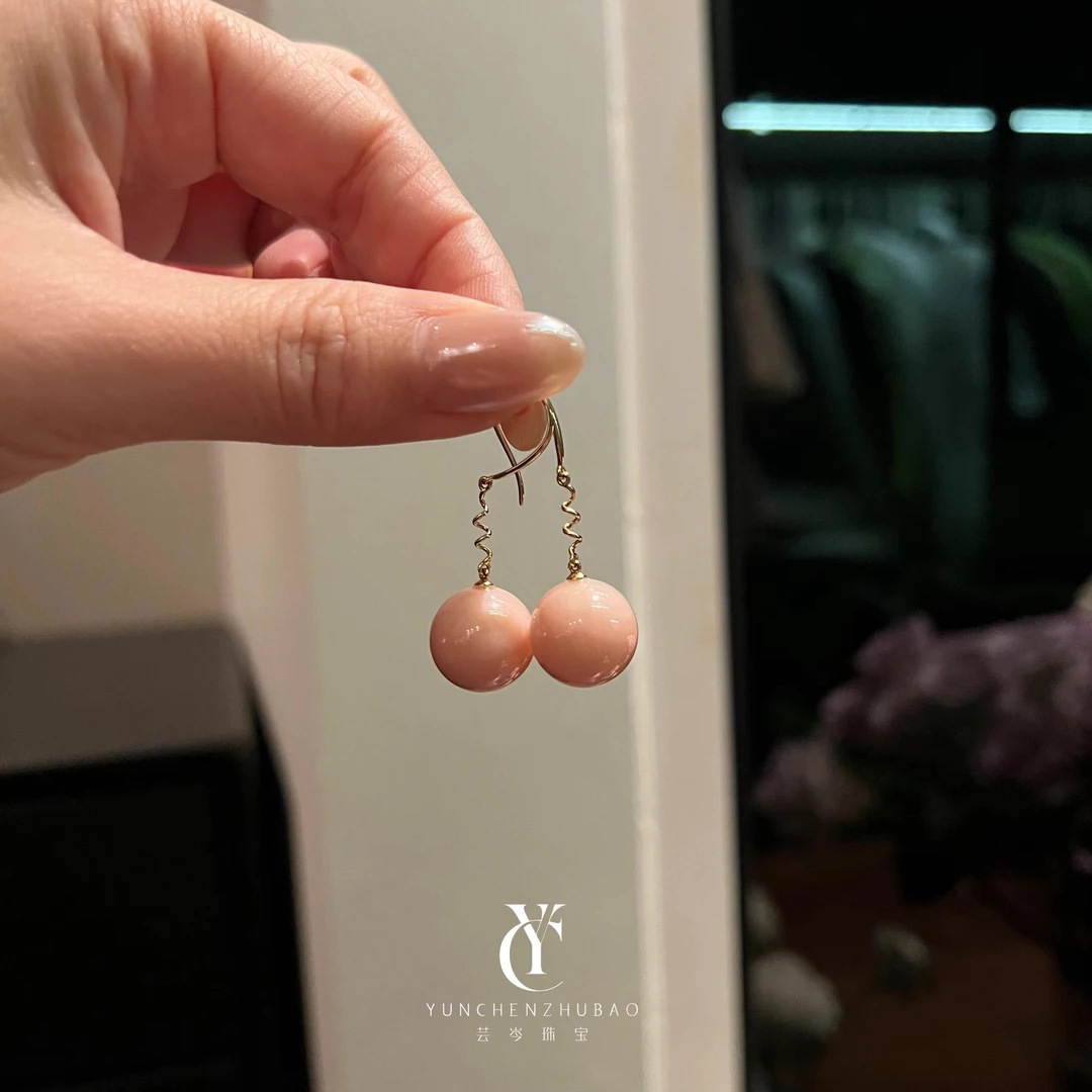 粉澳宝18k金耳饰（13.7mm）